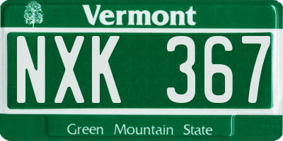 VT license plate NXK367