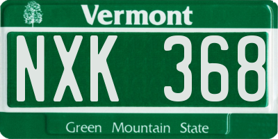 VT license plate NXK368