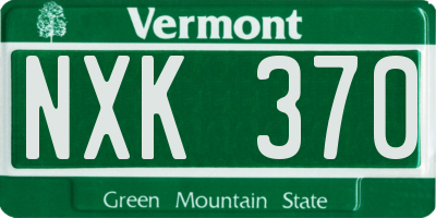 VT license plate NXK370