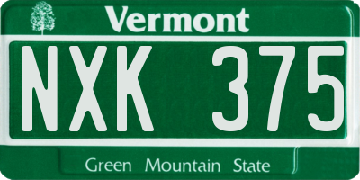 VT license plate NXK375