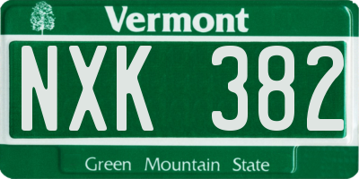 VT license plate NXK382