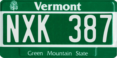 VT license plate NXK387