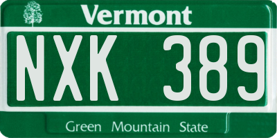 VT license plate NXK389