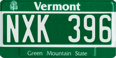 VT license plate NXK396