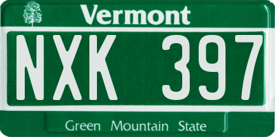 VT license plate NXK397