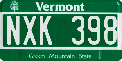 VT license plate NXK398