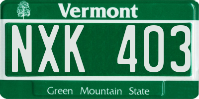 VT license plate NXK403