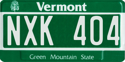 VT license plate NXK404