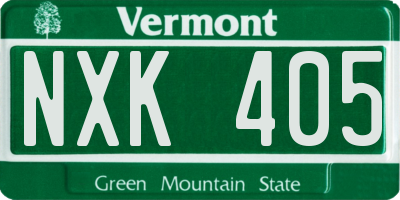 VT license plate NXK405