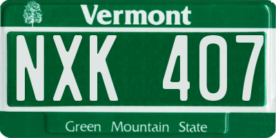 VT license plate NXK407