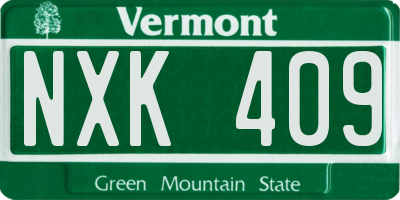 VT license plate NXK409