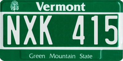 VT license plate NXK415