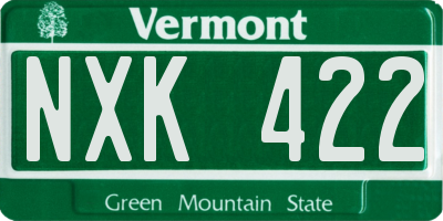 VT license plate NXK422