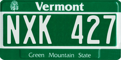 VT license plate NXK427