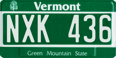 VT license plate NXK436