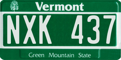 VT license plate NXK437