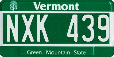 VT license plate NXK439