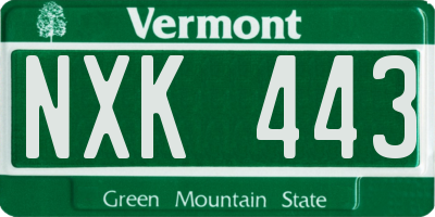 VT license plate NXK443