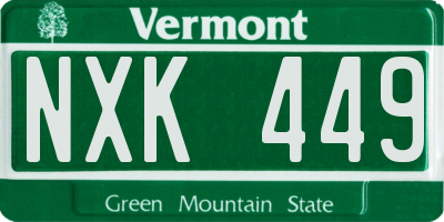 VT license plate NXK449