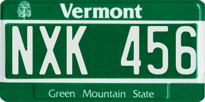 VT license plate NXK456