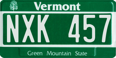VT license plate NXK457