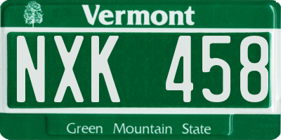 VT license plate NXK458