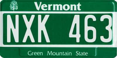 VT license plate NXK463
