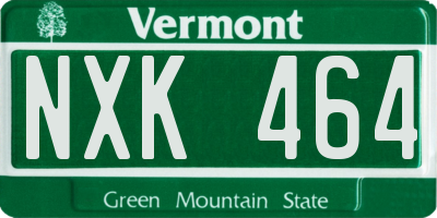 VT license plate NXK464