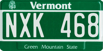 VT license plate NXK468