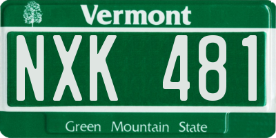 VT license plate NXK481