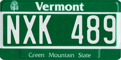 VT license plate NXK489