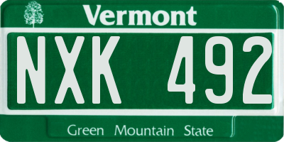 VT license plate NXK492