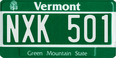 VT license plate NXK501