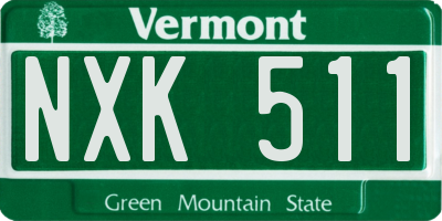 VT license plate NXK511