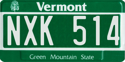 VT license plate NXK514