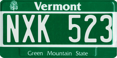 VT license plate NXK523