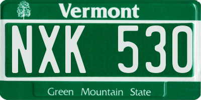 VT license plate NXK530