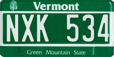 VT license plate NXK534
