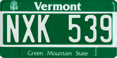 VT license plate NXK539