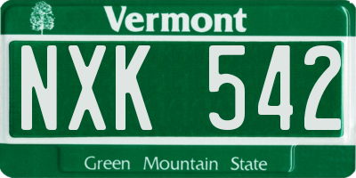 VT license plate NXK542