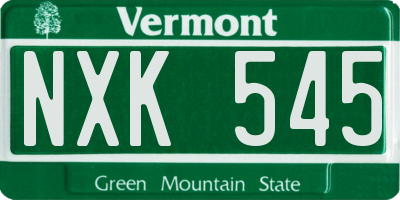 VT license plate NXK545