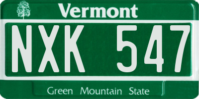 VT license plate NXK547