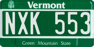 VT license plate NXK553