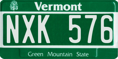 VT license plate NXK576