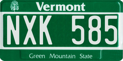 VT license plate NXK585