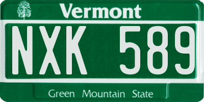 VT license plate NXK589