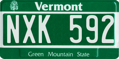 VT license plate NXK592