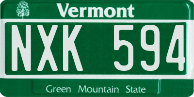 VT license plate NXK594