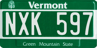 VT license plate NXK597
