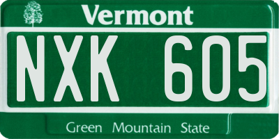 VT license plate NXK605